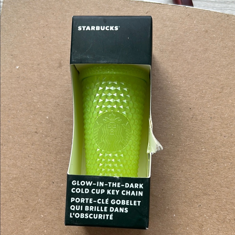 Starbucks glow in the dark Neon Green Cold Cup Key Chain